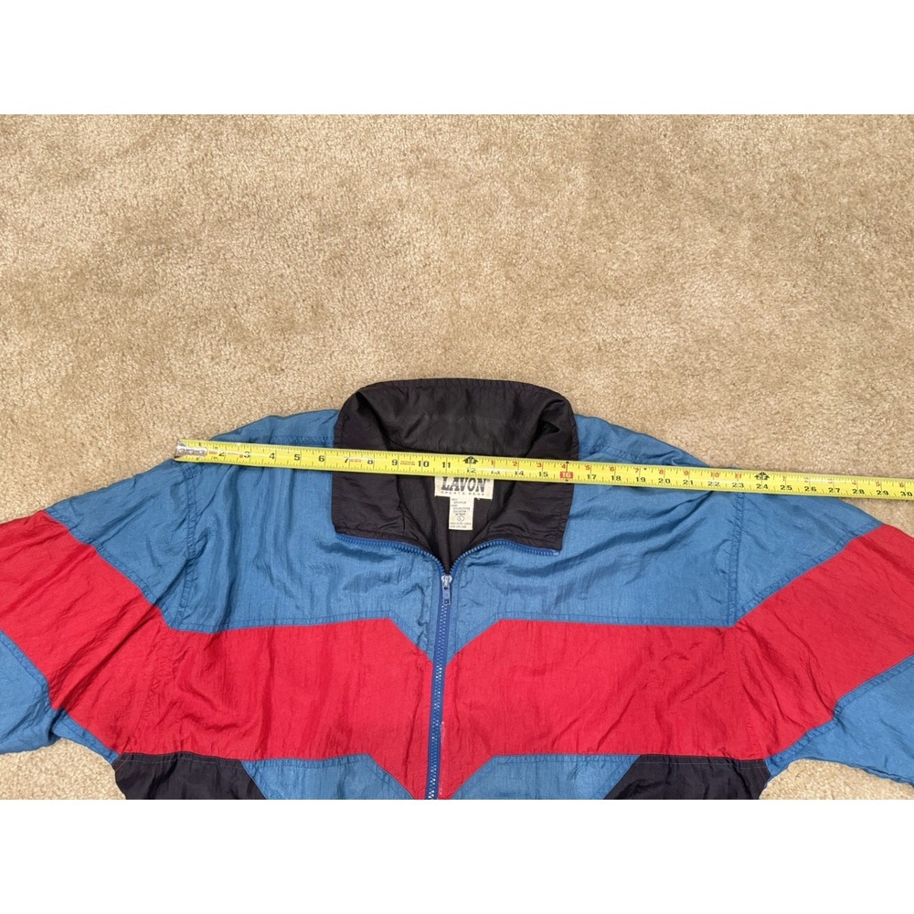 Vintage LAVON Windbreaker Jacket Colorblock 80s 90s Retro black red Teal L - Picture 3 of 6